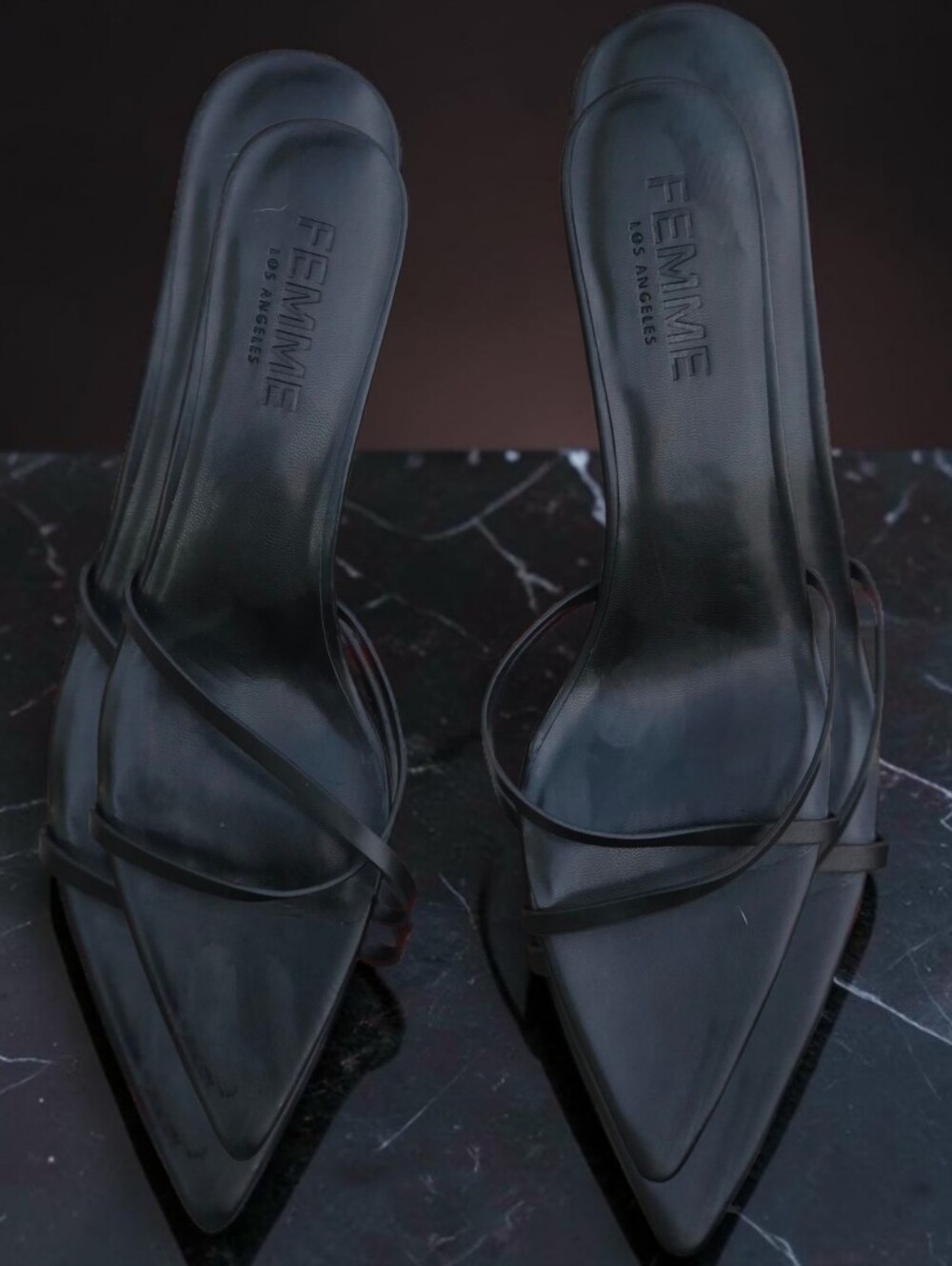 FEMME LA Copenhagen Black Pointed Toe Kitten Heel Mules Size 41 (US 10)